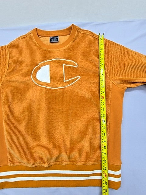Champion Unisex Orange Corduroy Crewneck Hoodie Size L