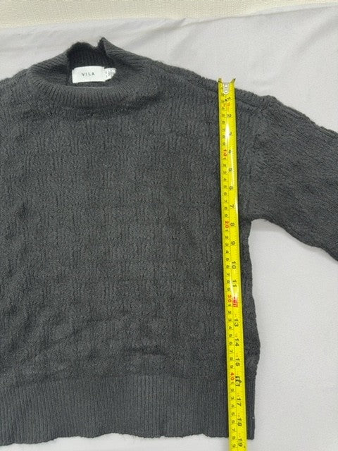 Vila Women's Black Mock Neck Balloon Sleeve Sweater XS