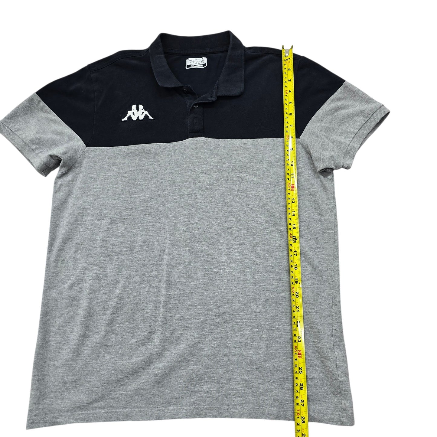 Kappa Men's Grey Black Color Block Polo Shirt XL