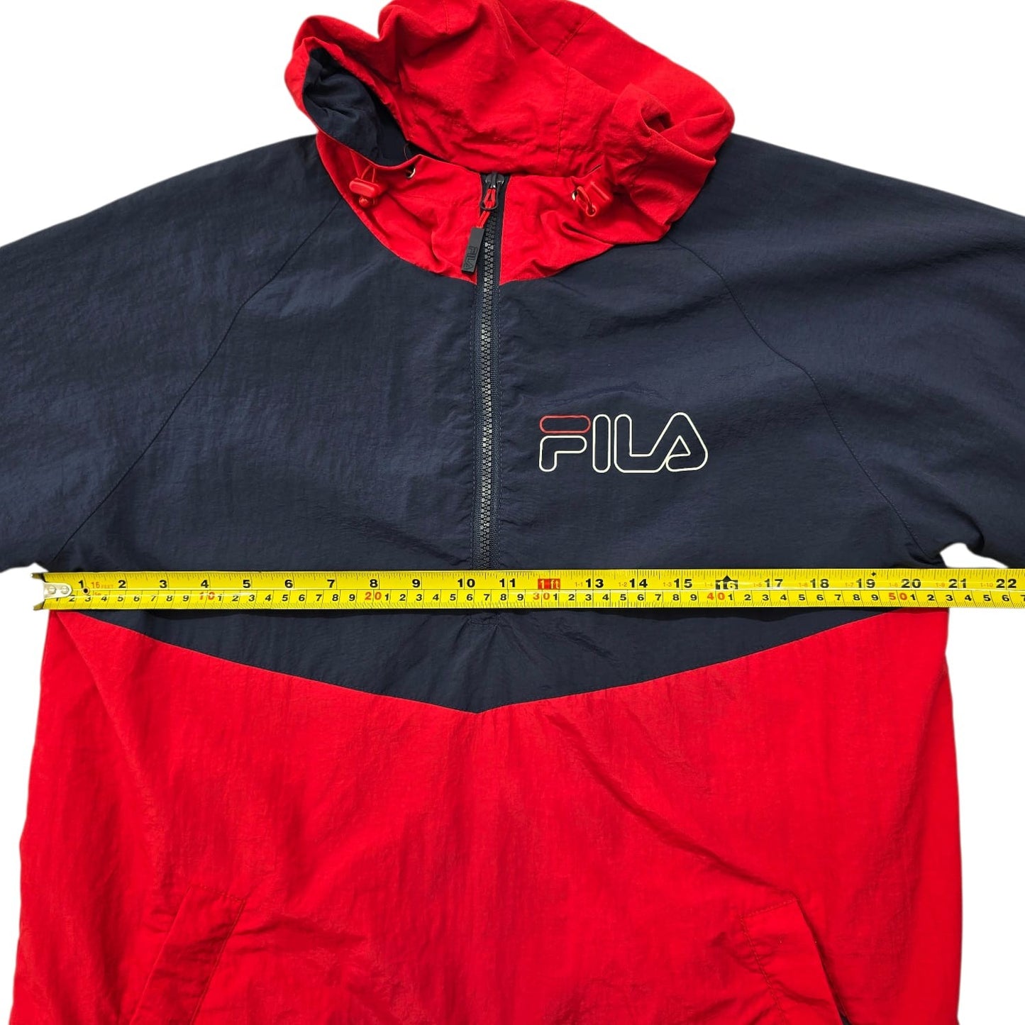 Fila Unisex Vintage Navy Red Track Jacket XS Full Zip Hood