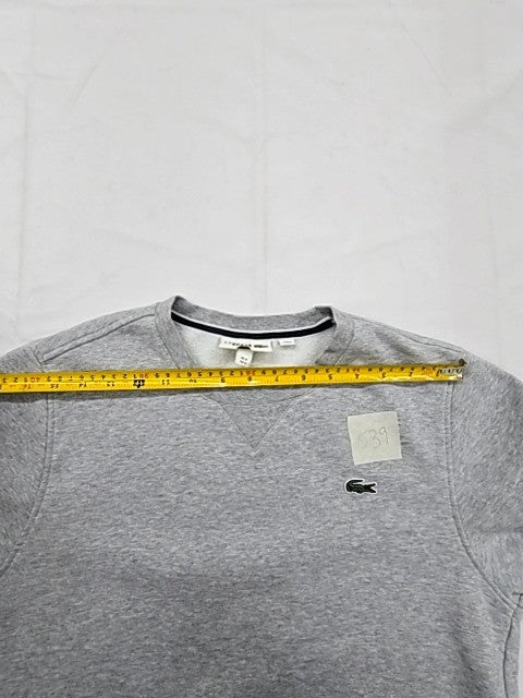Lacoste Men's Grey Crew Neck Sweatshirt S Cotton Blend Croc Logo