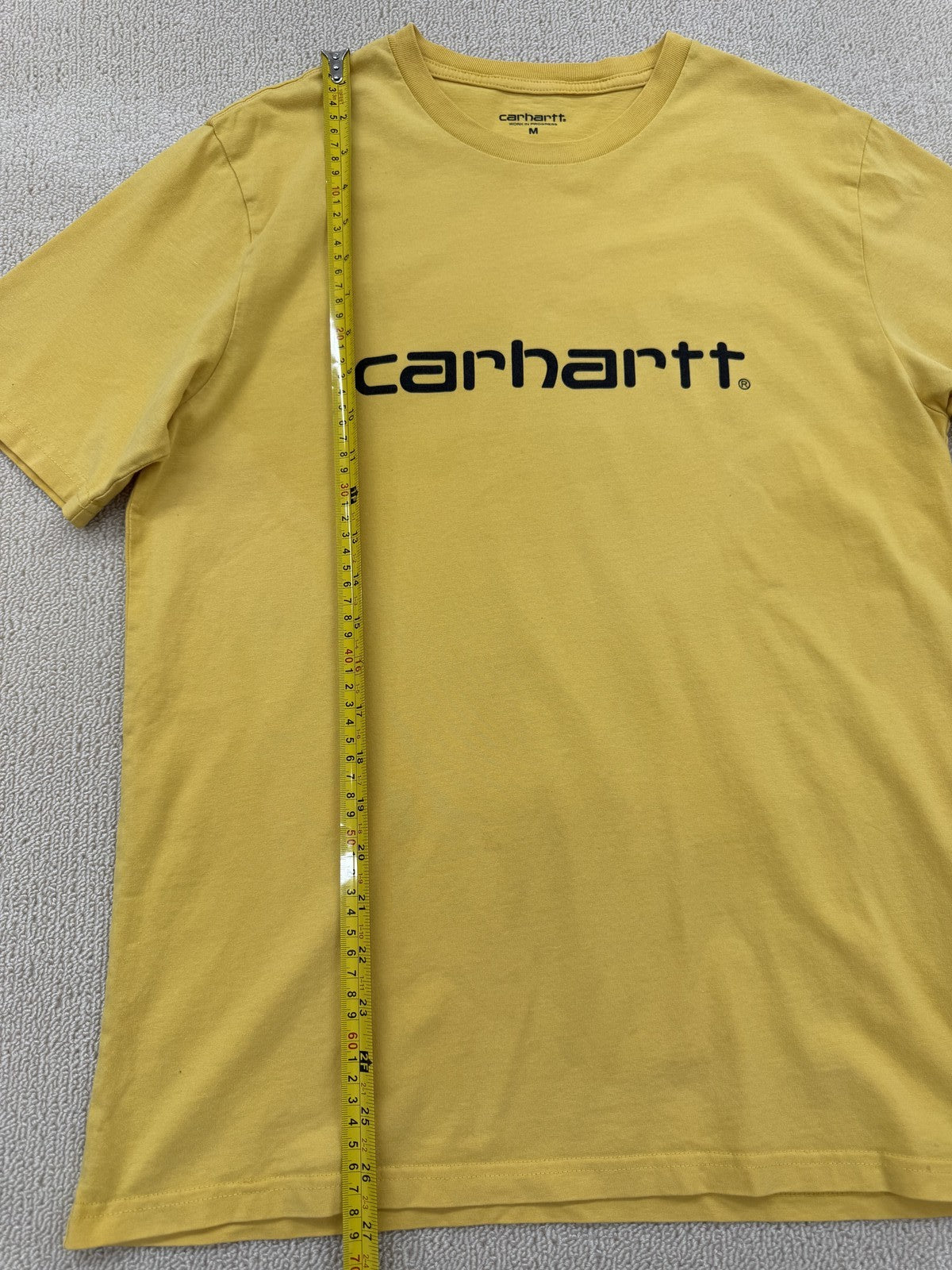 Carhartt Script Logo T-Shirt Yellow Men's Size M Short Sleeve