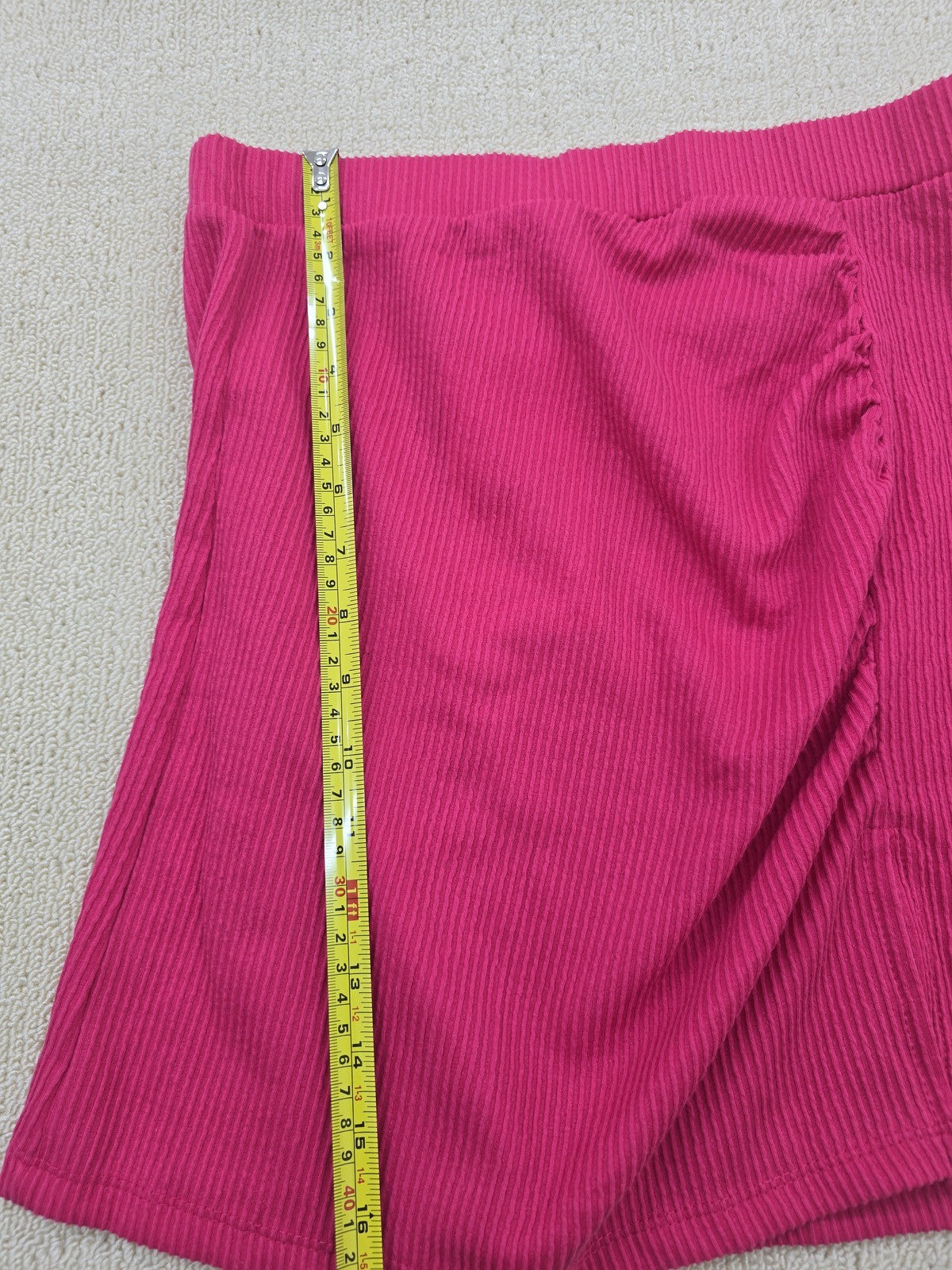 Sinsay Hot Pink Rib Knit Midi Skirt L Side Split NWT