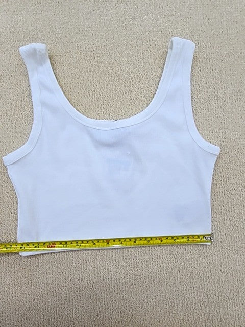 Jordan Women's Cropped Ribbed Tank Top White M Sleeveless
