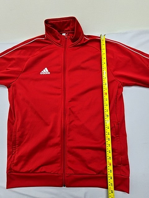 Adidas Men's Red Track Jacket XL Polyester Zip 3-Stripes Athletic