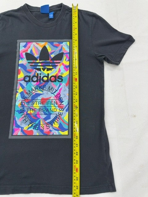 Adidas Men's Black Streetwear Graphic T-Shirt S 3-Stripes Cotton