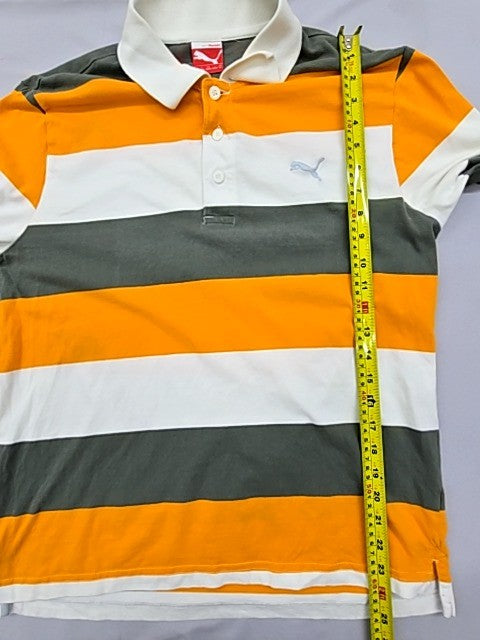 Puma Men's Multi Striped Long Sleeve Polo Shirt Size M