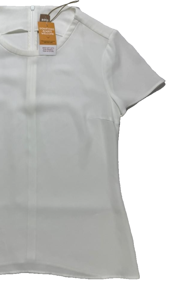 Hugo Boss Women's Blouse White | Short Sleeves Top | Made In Poland | Size:2