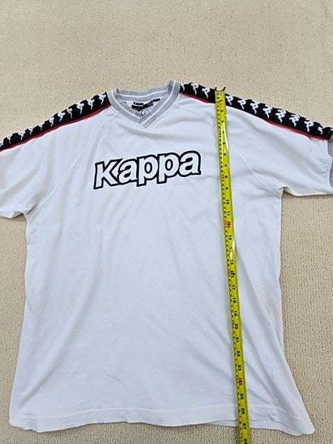 Kappa Men's XL White Short Sleeve Striped V-Neck T-Shirt Regular