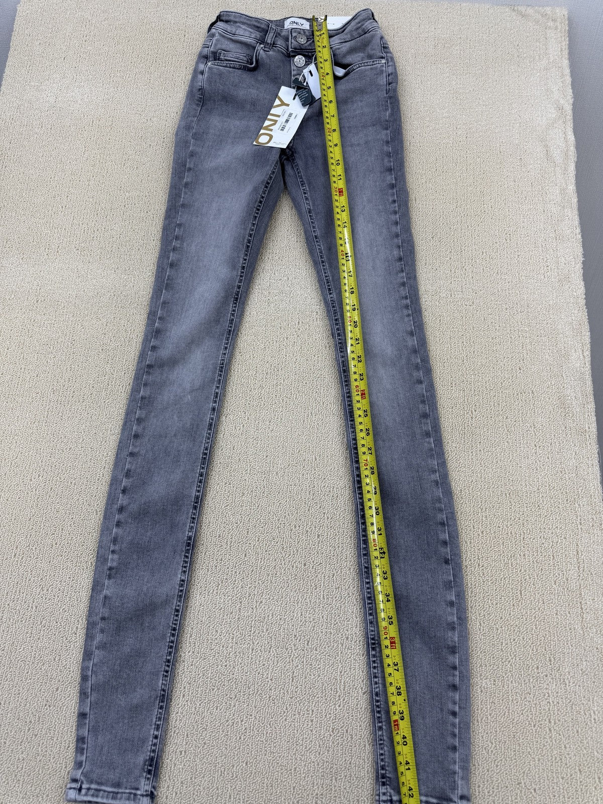 Only Women's XS Skinny High Waist Gray Denim Jeans Button Closure