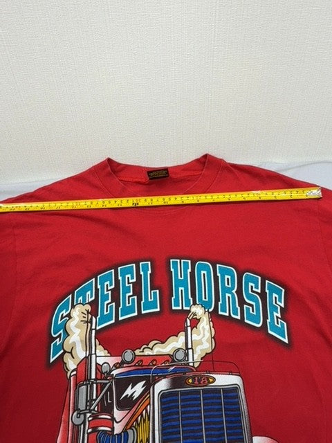 Sun Men's Red Motorcycle Graphic T-Shirt Large Cotton