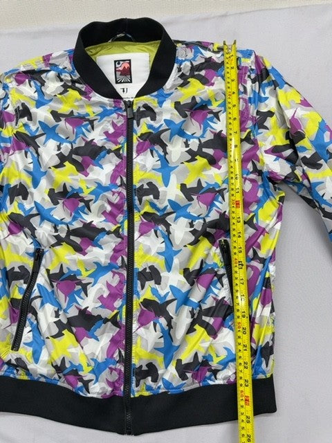 Trussardi Jeans Men's Multicolor Shark Print Bomber Jacket Long Sleeve