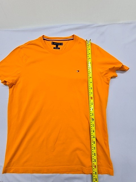 Tommy Hilfiger Men's Orange V-Neck T-Shirt Size L Organic Cotton