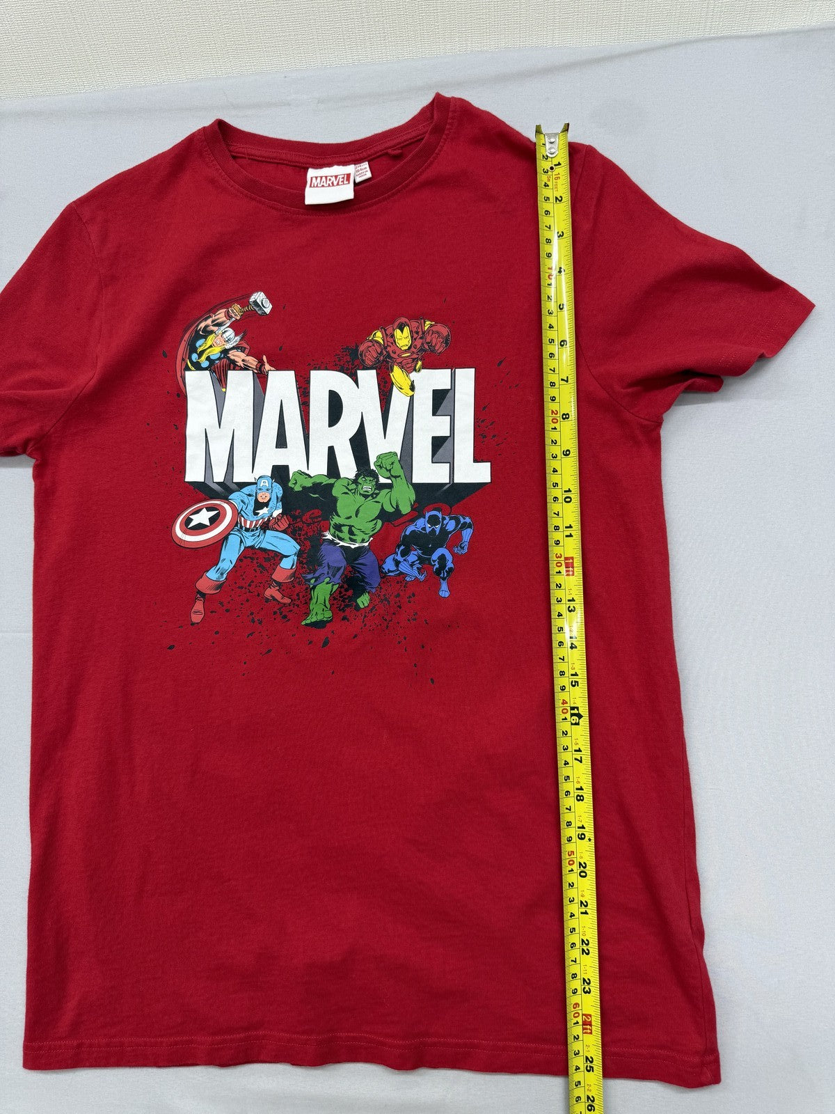 Marvel Avengers Kids T-Shirt Captain America Hulk Iron Man Thor Red