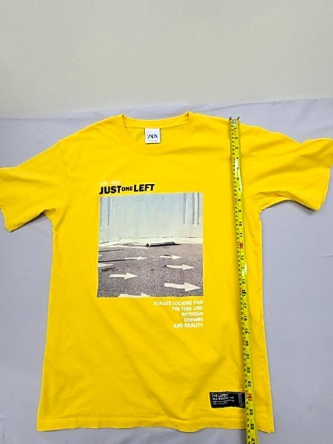 Zara Men's Yellow Graphic Print T-Shirt S Short Sleeve Portugal