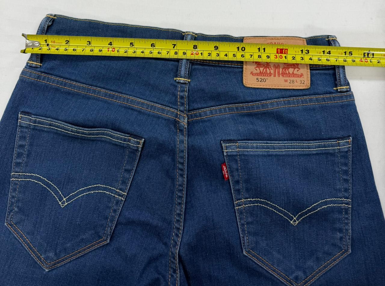 Levi's Men's 520 Tapered Slim Jeans W28 L32 Blue Denim Zip