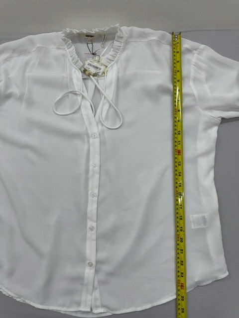 Koton White Chiffon Ruffle Long Sleeve Blouse Women's Size 42