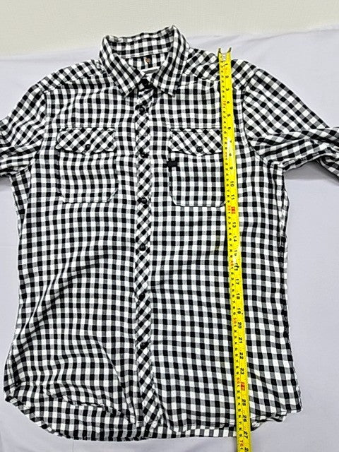 G-Star Raw Men's Black White Gingham Button Down Long Sleeve Shirt L