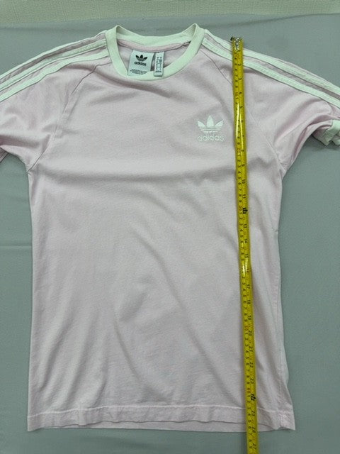 Adidas Originals Pink Women's S Short Sleeve 3-Stripes T-Shirt Cotton