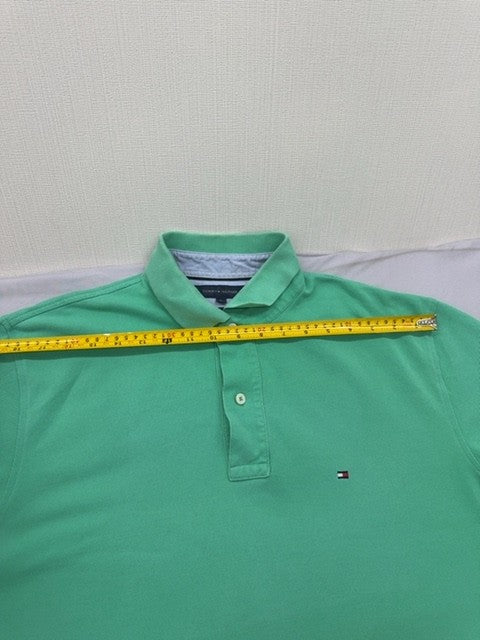 Tommy Hilfiger Men's Green Polo Shirt Size L 100% Cotton Short Sleeve