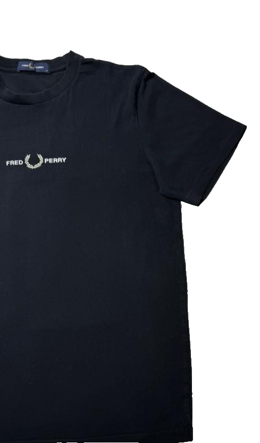 Fred Perry Men's Black T-Shirt, Embroidered, Short Sleeve