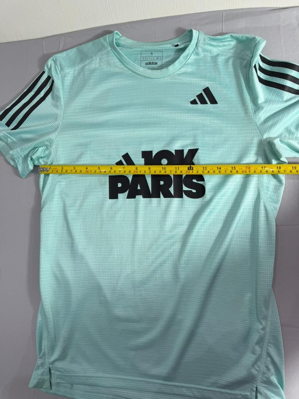 Adidas 10K Paris Training T-Shirt Men Small S Mint Green Running Tee