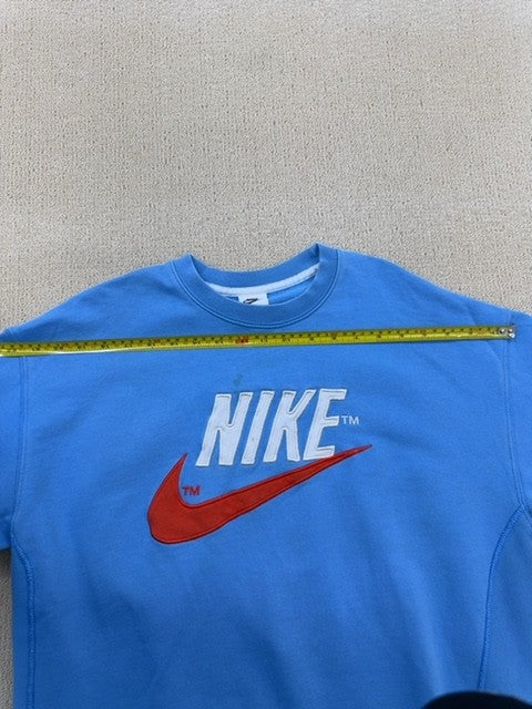 Nike Blue Crew Neck Sweatshirt M Cotton Polyester Long Sleeve