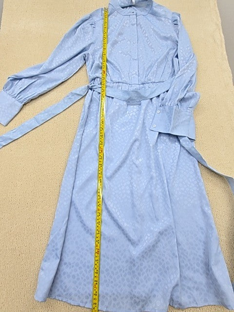 Vero Moda Light Blue Animal Print Maxi Dress M Long Puff Sleeve