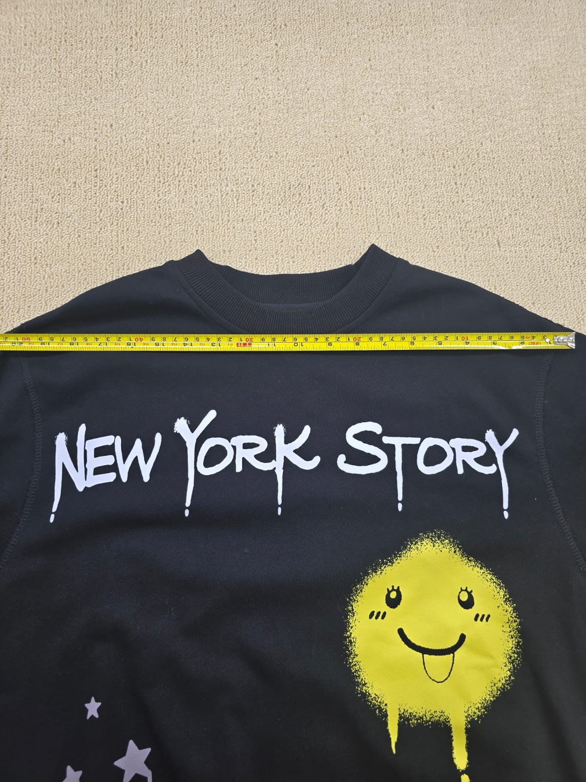 Steve Madden Black Graphic NY Story Hoodie M Relaxed Knit Long Sleeve