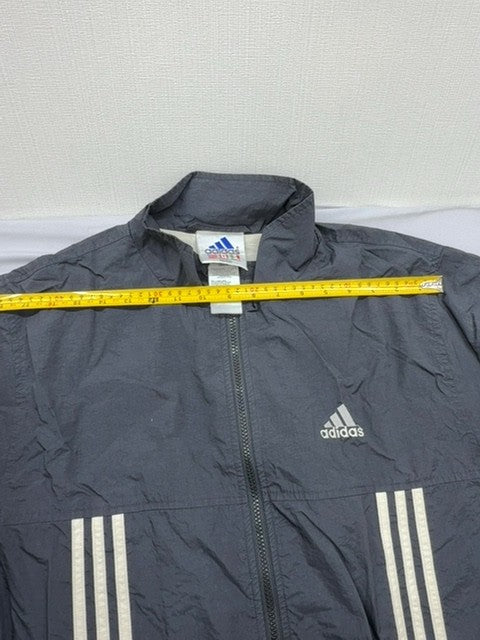 Adidas Unisex Grey Track Jacket Size L Activewear Zipper Nylon