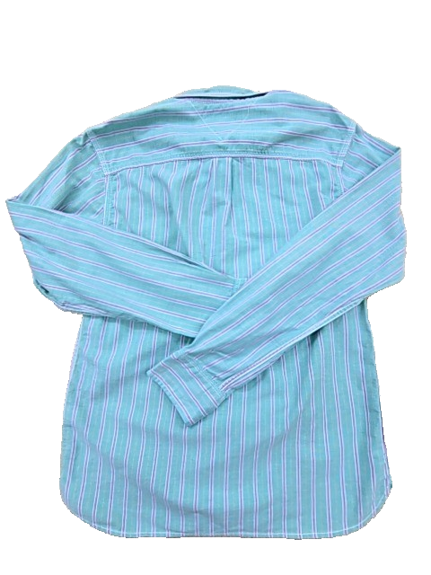 Tommy Hilfiger Denim Men's Medium Teal Stripe Long Sleeve Shirt