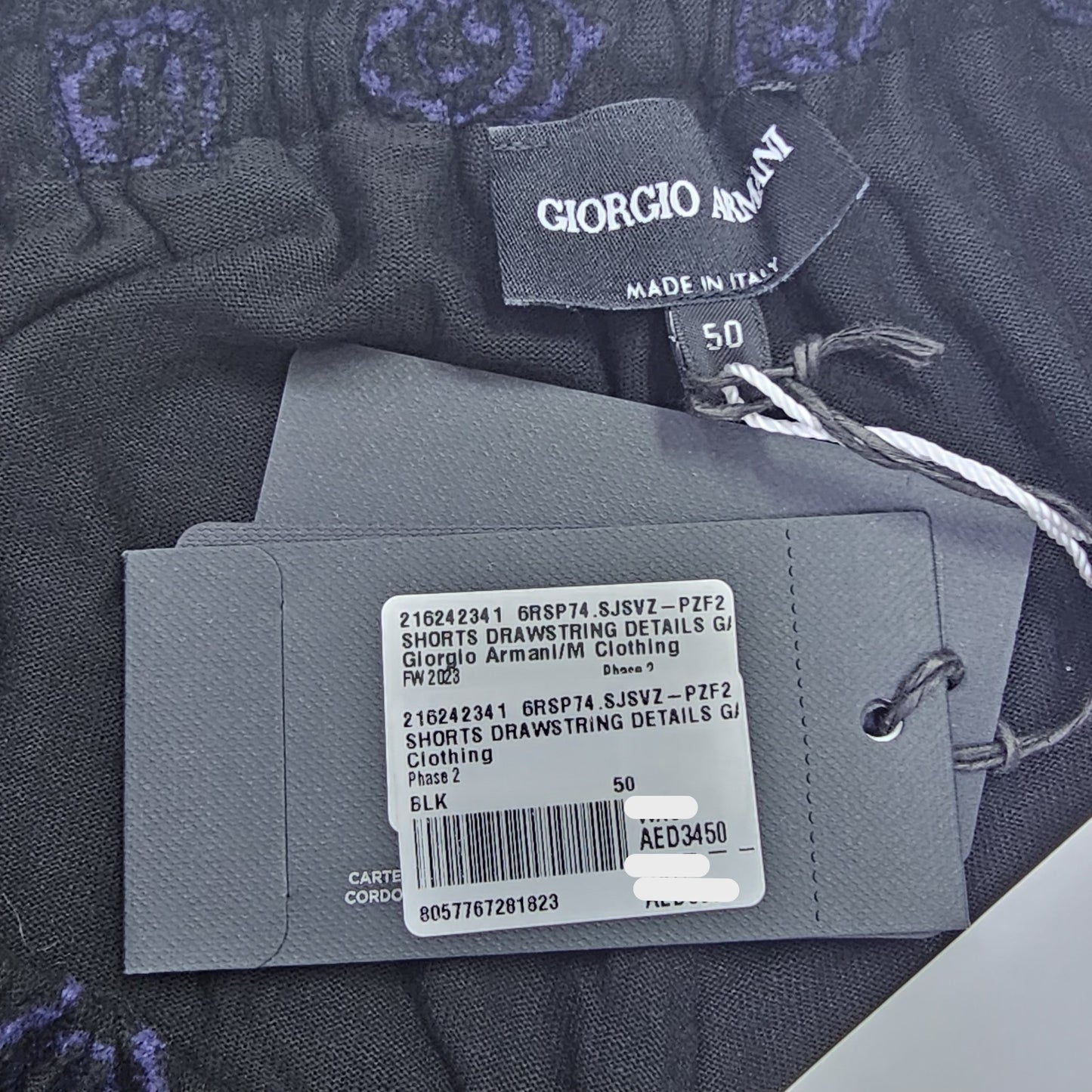 Giorgio Armani Cotton Bermuda Logo Shorts In Black 50 BNWT