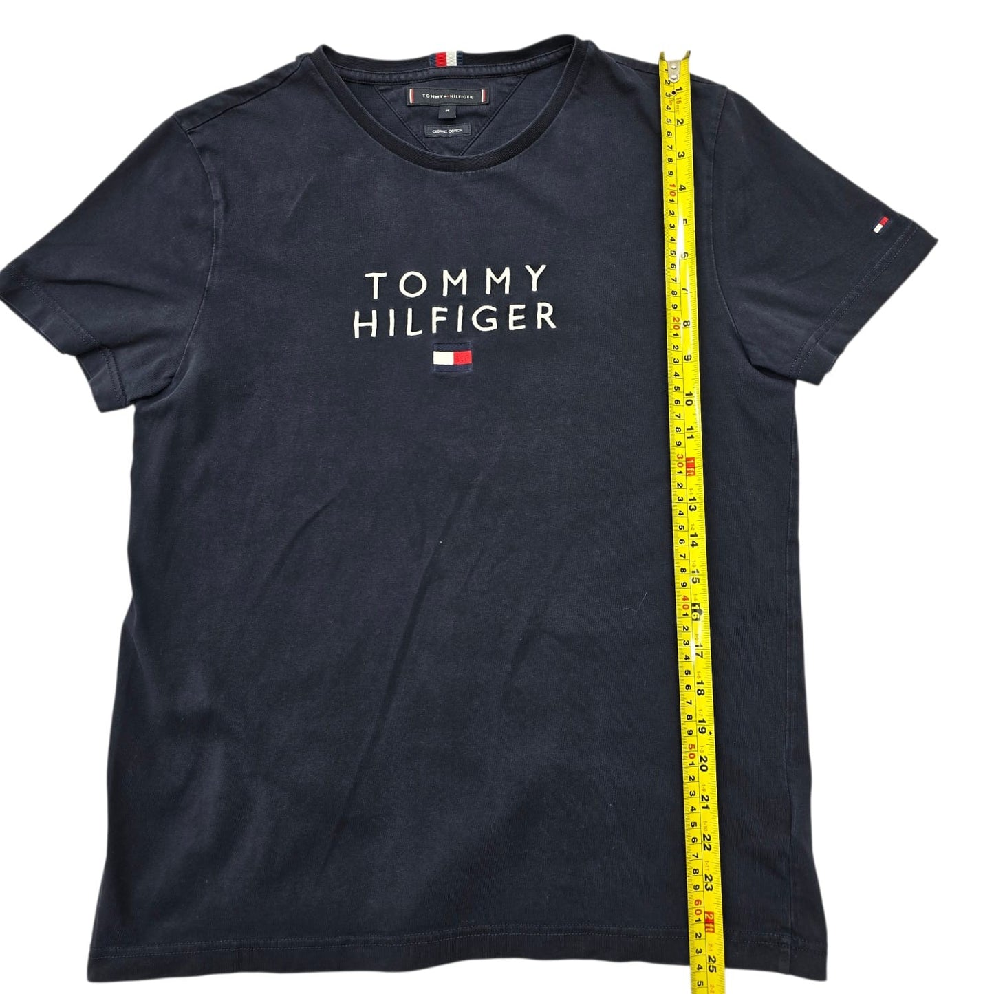 Tommy Hilfiger Men's Navy T-Shirt – Size M, Crew Neck, Cotton