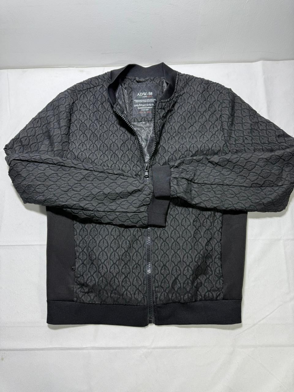 Adw-58 Men's Premium Casual Bomber Jacket Textured Leaf Pattern Size L