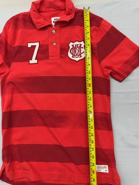 Nike Men's Red White Striped Polo Shirt Small Cotton