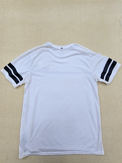 Nike Men's White T-Shirt – Size L, Striped, Running