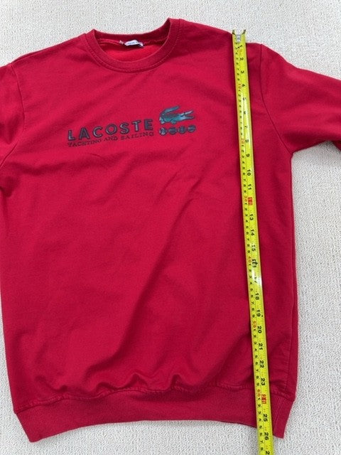 Lacoste Men's Red Fleece Sweatshirt Size L Embroidered Logo