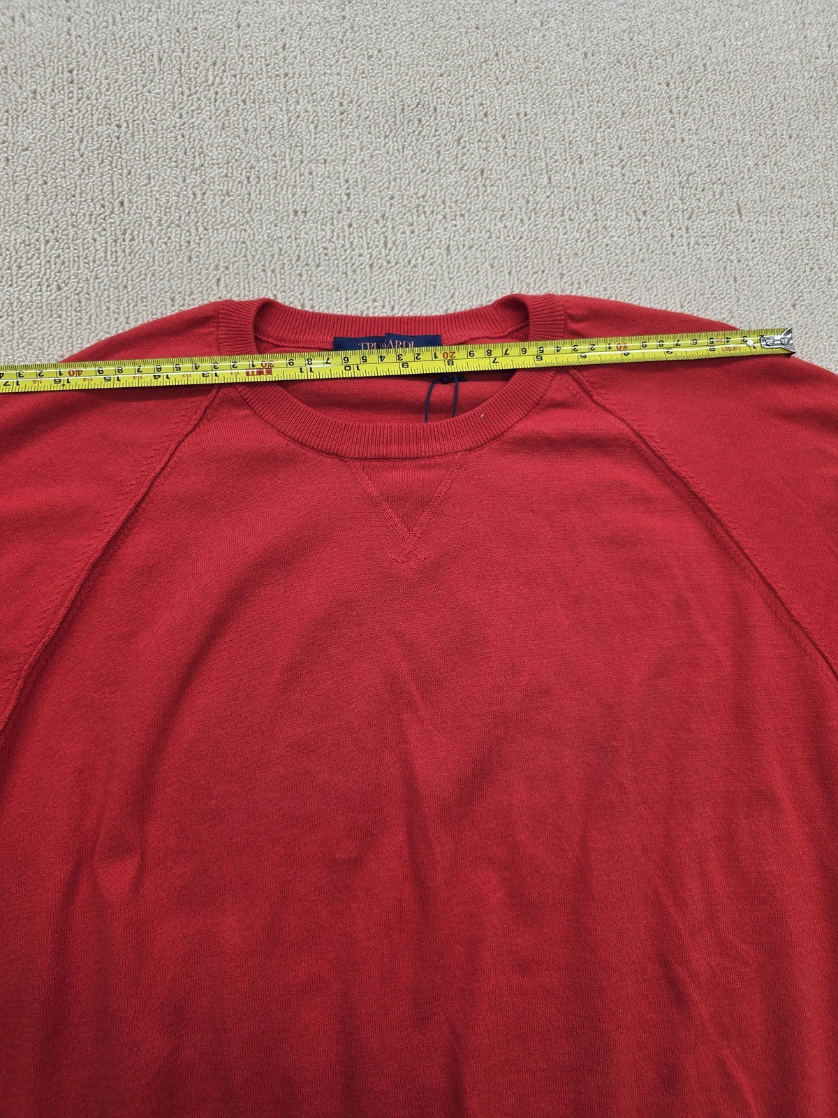Trussardi Jeans Red Cotton Crewneck Sweater TX Long Sleeve Italy