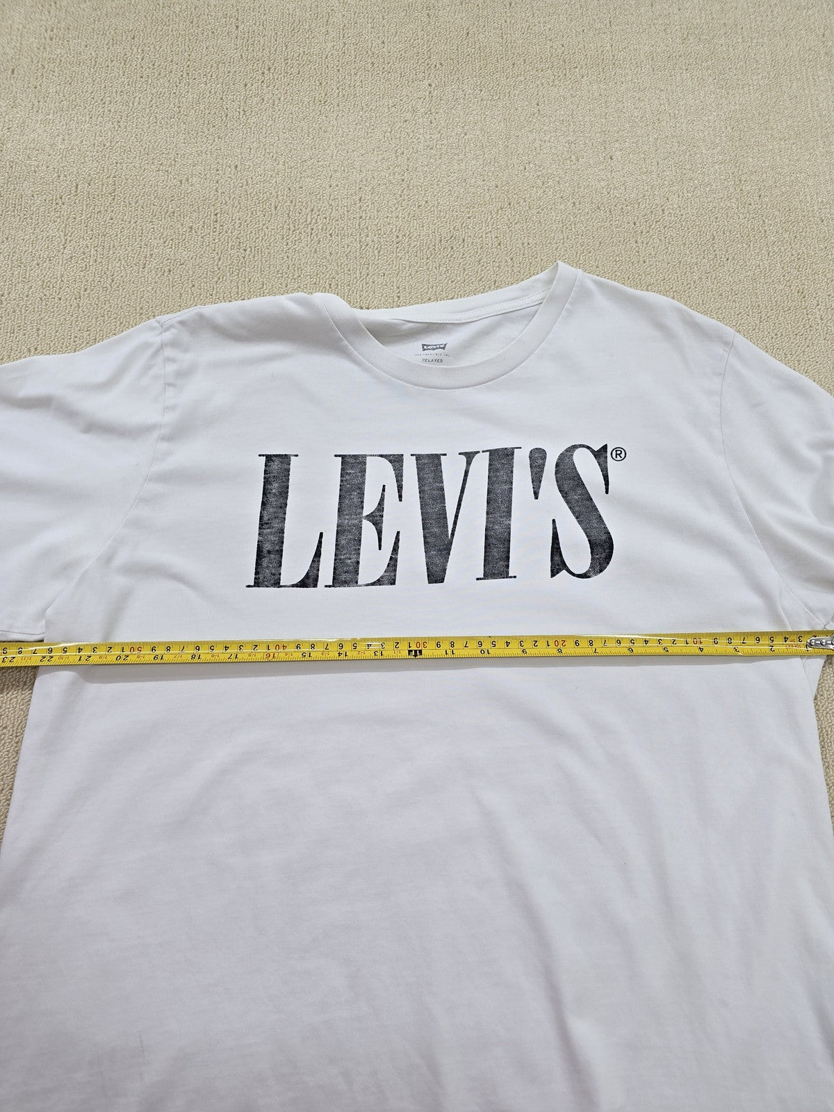 Levi's Men's White Cotton T-Shirt Large Relaxed Crewneck Logo