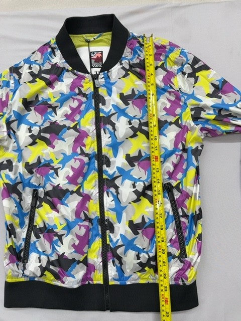Trussardi Jeans Men's Multicolor Shark Print Bomber Jacket Zip Reg