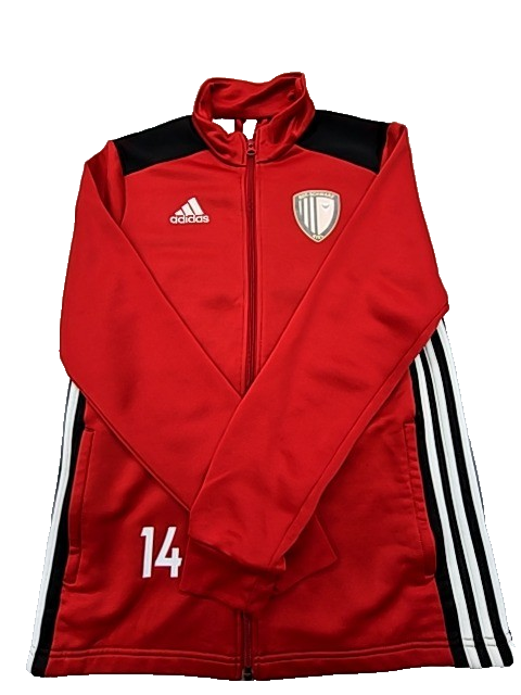 Adidas Men's Red Jacket – Size L, Full Zip, Football
