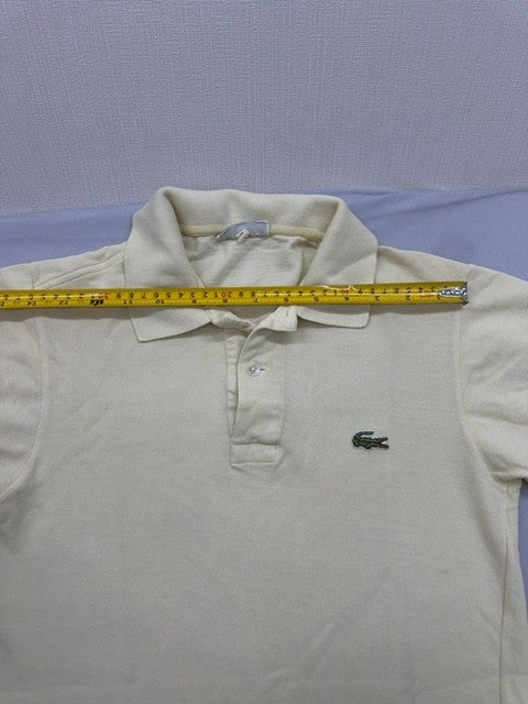 Lacoste Men's Cream Short Sleeve Polo Shirt Vintage France Croc Logo