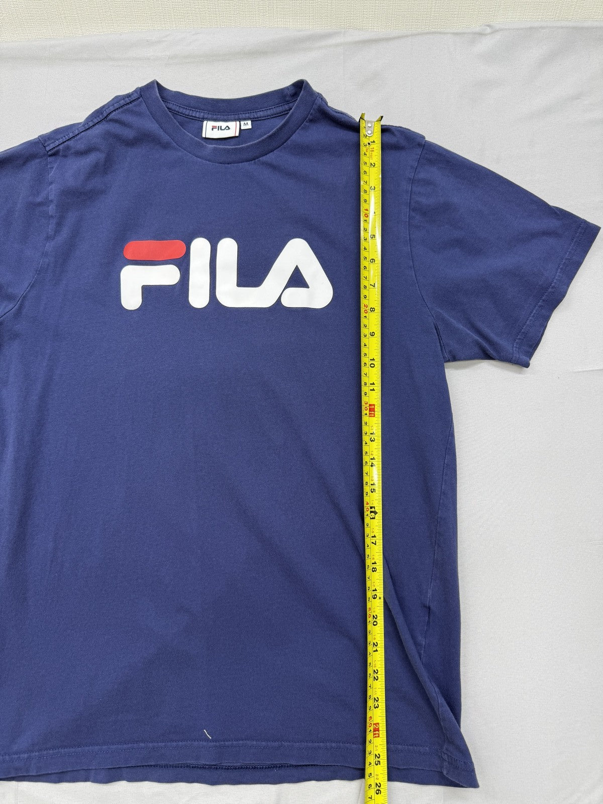 Fila Men's M Navy Cotton T-Shirt Printed Logo Red Accent Crew Neck