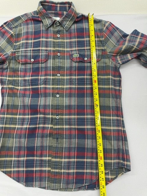 Lacoste Men's Size 39 Multicolor Plaid Flannel Long Sleeve Button-Down Shirt