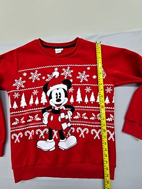 Disney Mickey Mouse Red Christmas Crewneck Sweater S Snowflakes
