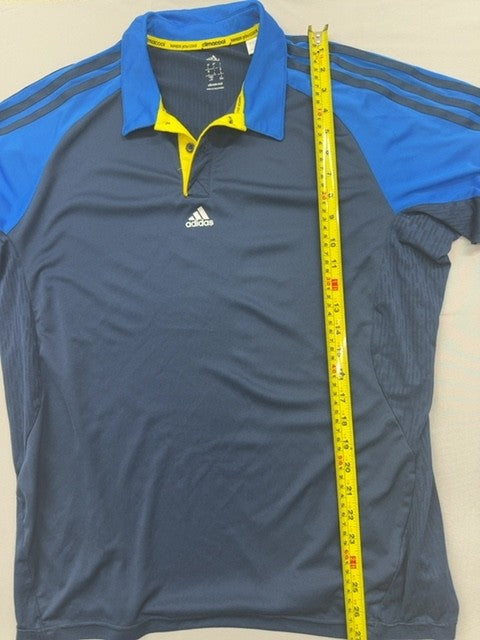 Adidas Climacool Colorblock Polo Shirt L Navy Blue Yellow Trim