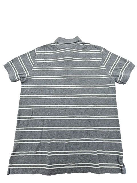Tommy Hilfiger Men's Gray Polo Shirt – Size M, Striped, Cotton