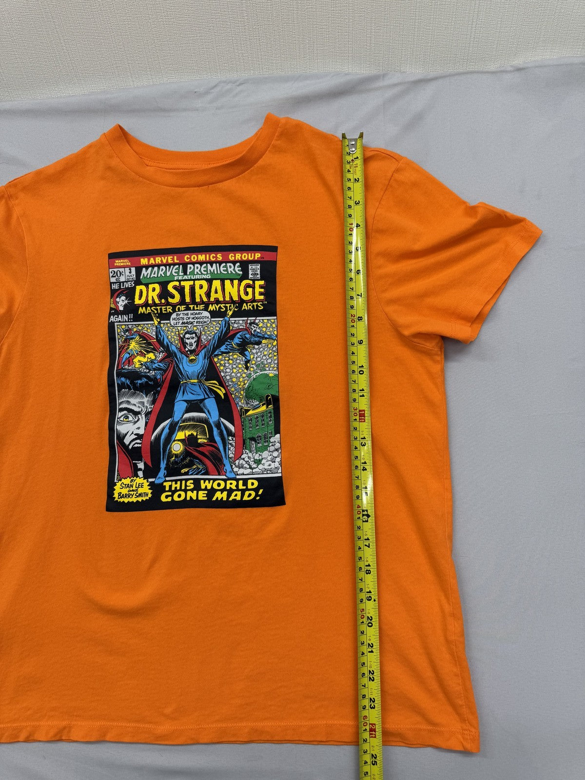 Primark Men's Dr Strange Marvel Orange L Short Sleeve T-Shirt Double Sided
