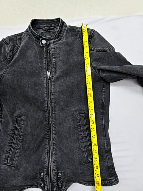 Diesel Men's Black Distressed Moto Denim Jacket Size M