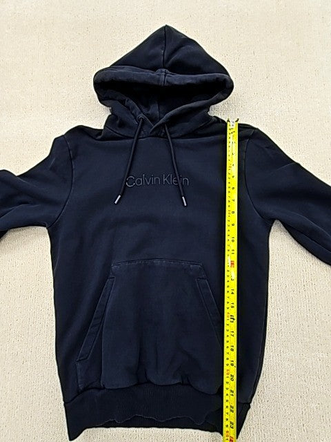 Calvin Klein Unisex Navy Hooded Pullover Hoodie Size S Fleece